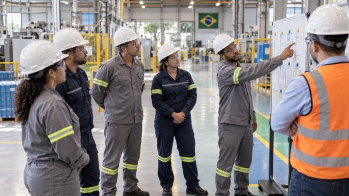 Equipe participa de DDS antes do início do trabalho