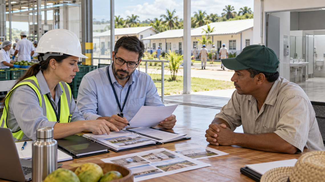 Equipe verifica condições trabalhistas e de SST de fornecedor