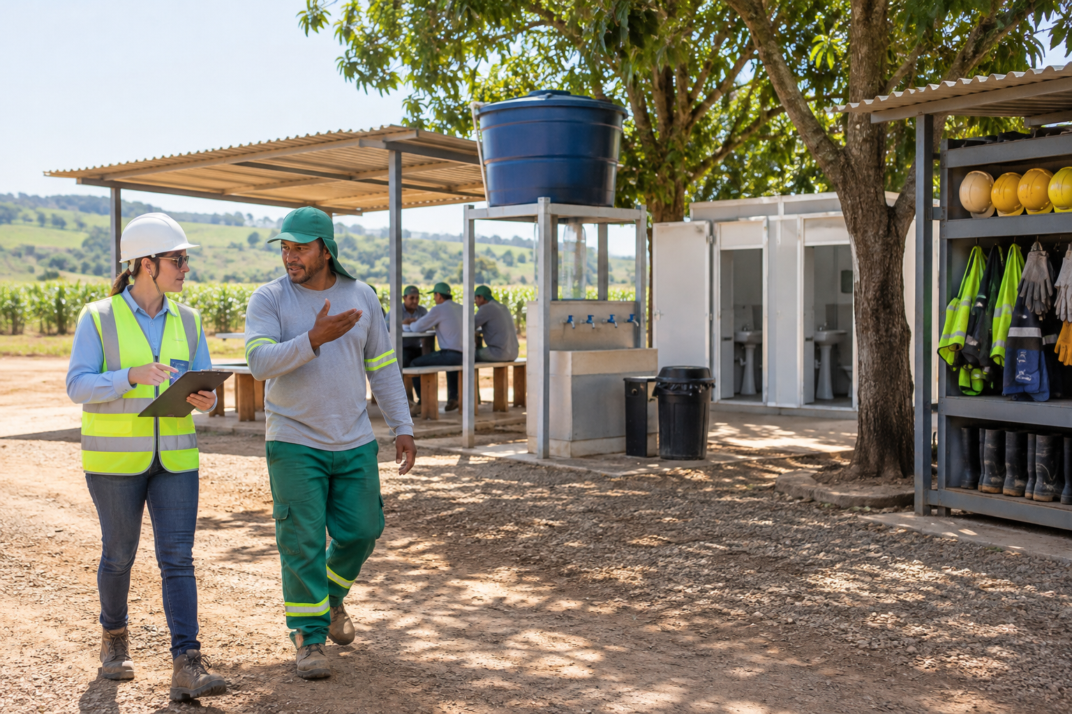 Auditoria verifica água, sanitários, refeição e EPI em frente de trabalho rural