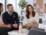 Homem participa de campanha inclusiva do Outubro Rosa no trabalho