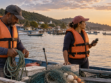 Pescadores artesanais conferem segurança antes da saída